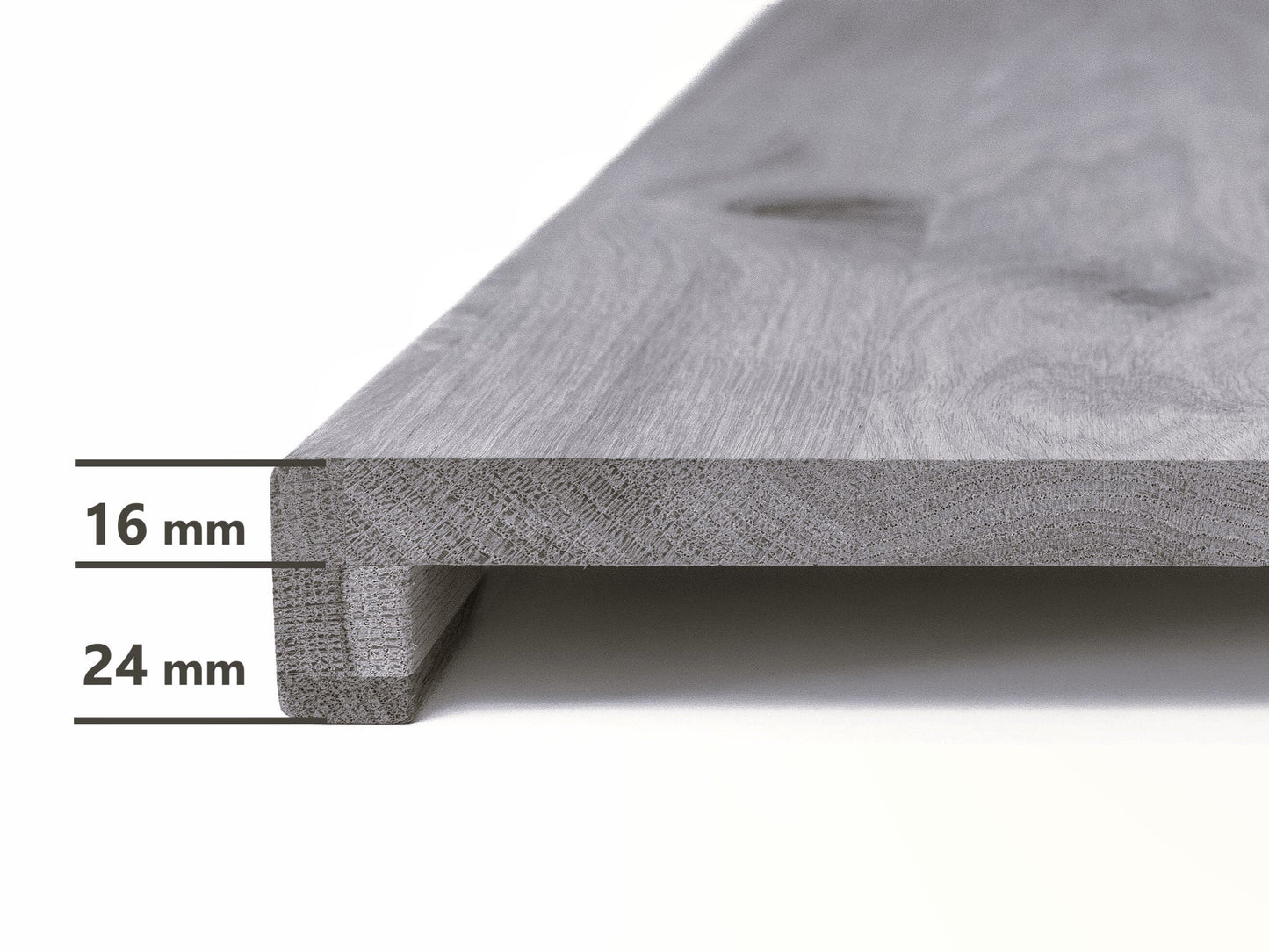Schodový nášlap Okenní parapet s přesahem Dub Rustic, lamely z plných prken, 16 mm, bez povrchové úpravy