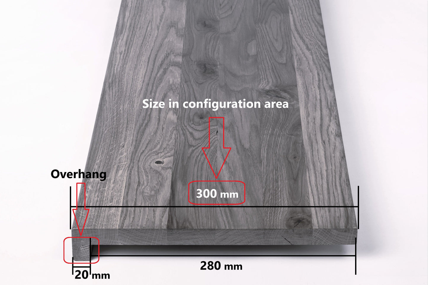 Schodový nášlap Parapet s přesahem Dub Rustic, lamely z plných prken, 16 mm, kouřový olej