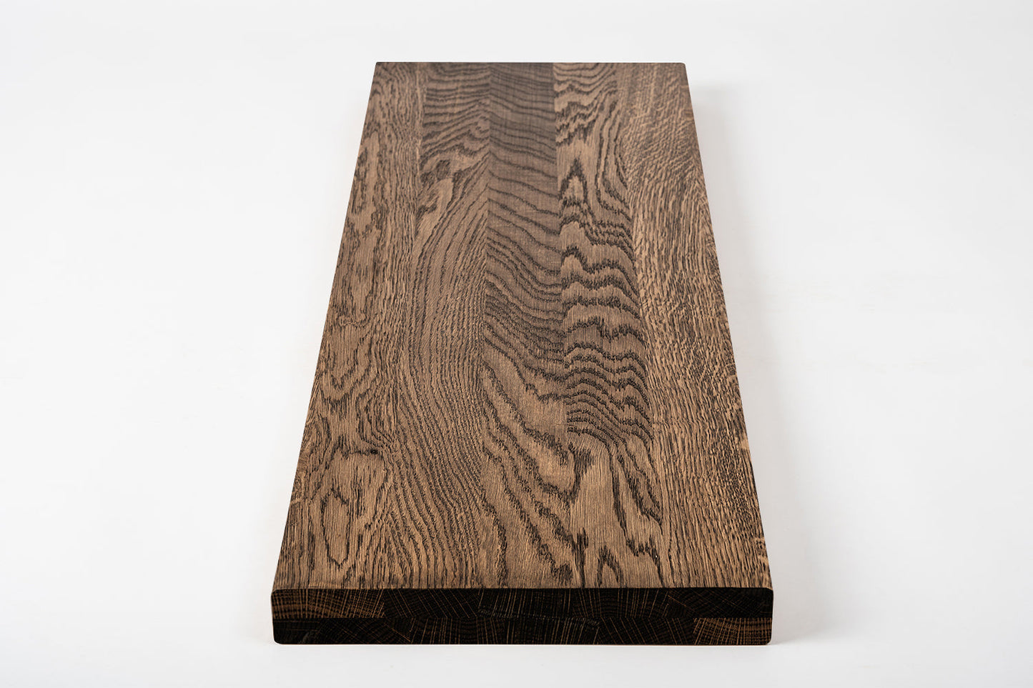 Shelf Stair tread Riser Windowsill Oak A/B, full stave lamellas, 40 mm, 2-layer, Smoked oil