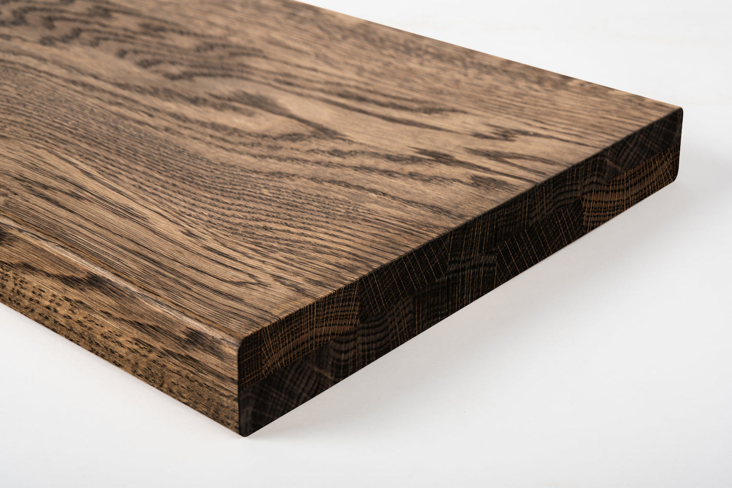 Shelf Stair tread Riser Windowsill Oak A/B, full stave lamellas, 40 mm, 2-layer, Smoked oil