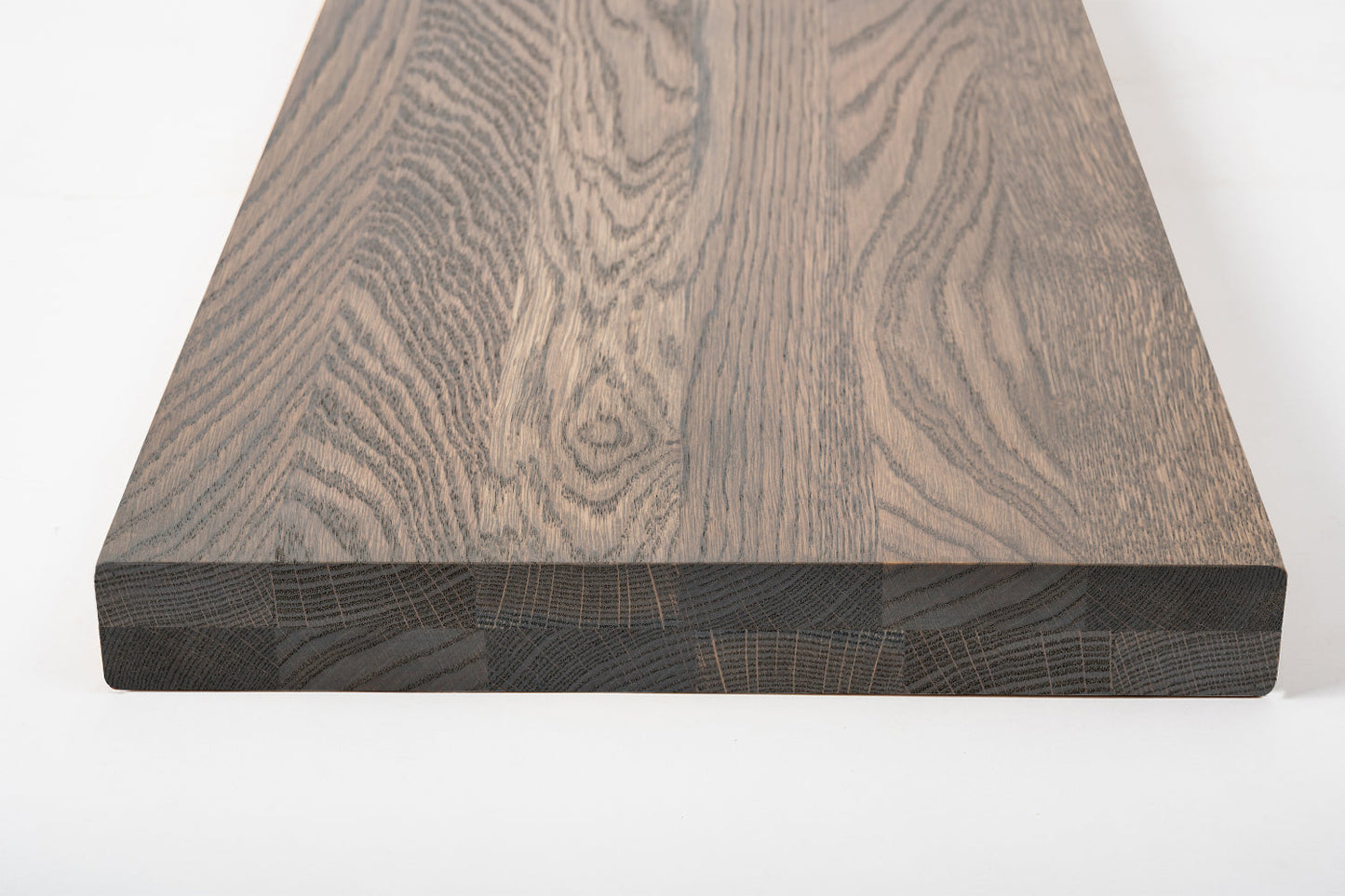 Shelf Stair tread Riser Windowsill Oak A/B, full stave lamellas, 40 mm, 2-layer, Graphite oil
