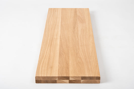 Półka Stopień schodowy Podstopnica Parapet Dąb A/B, lamele lite, 40 mm, 2-warstwowe, Twardy olej woskowy Naturalny biały