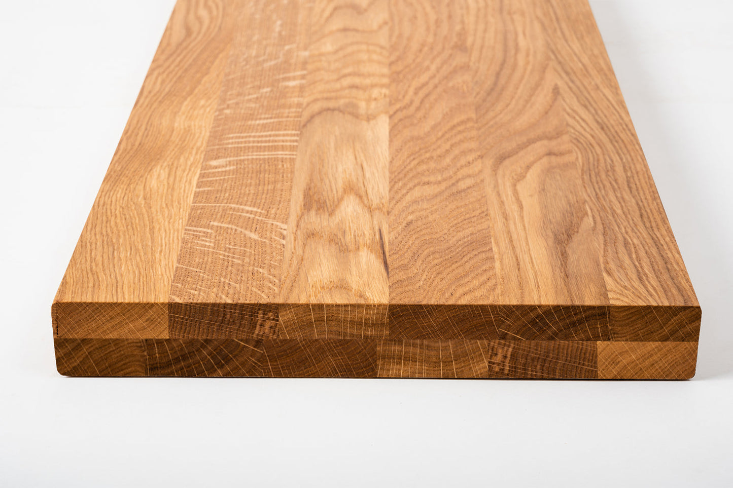 Shelf Stair tread Riser Windowsill Oak A/B, full stave lamellas, 40 mm, 2-layer, Natural oil