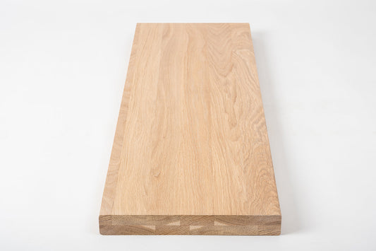 Półka Stopień schodowy Podstopnica Parapet Dąb A/B, lamele lite, 40 mm, 2-warstwowe, Biały olej