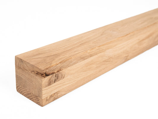 Belka dębowa klejona Rustykalna 70x70 mm, Twardy olej woskowy biały, kwadratowa, lite drewno