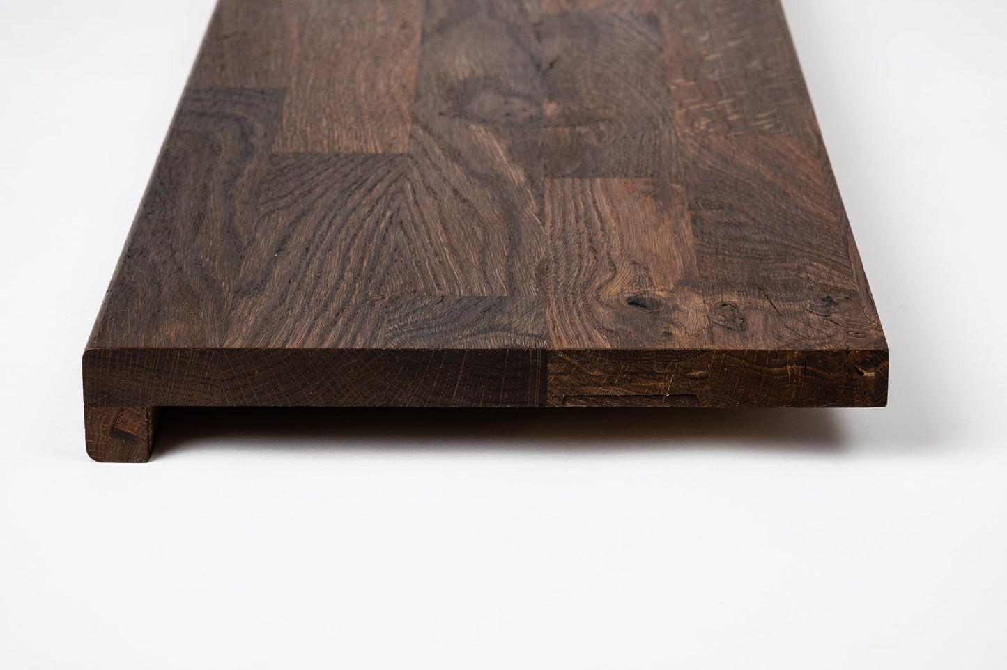 Stair tread Windowsill with overhang Smoked Oak Rustic, finger jointed lamellas, 20 mm, Hard wax oil Natural (colourless)