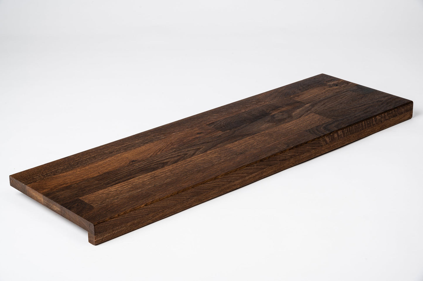 Stair tread Windowsill with overhang Smoked Oak Rustic, finger jointed lamellas, 20 mm, Hard wax oil Natural (colourless)