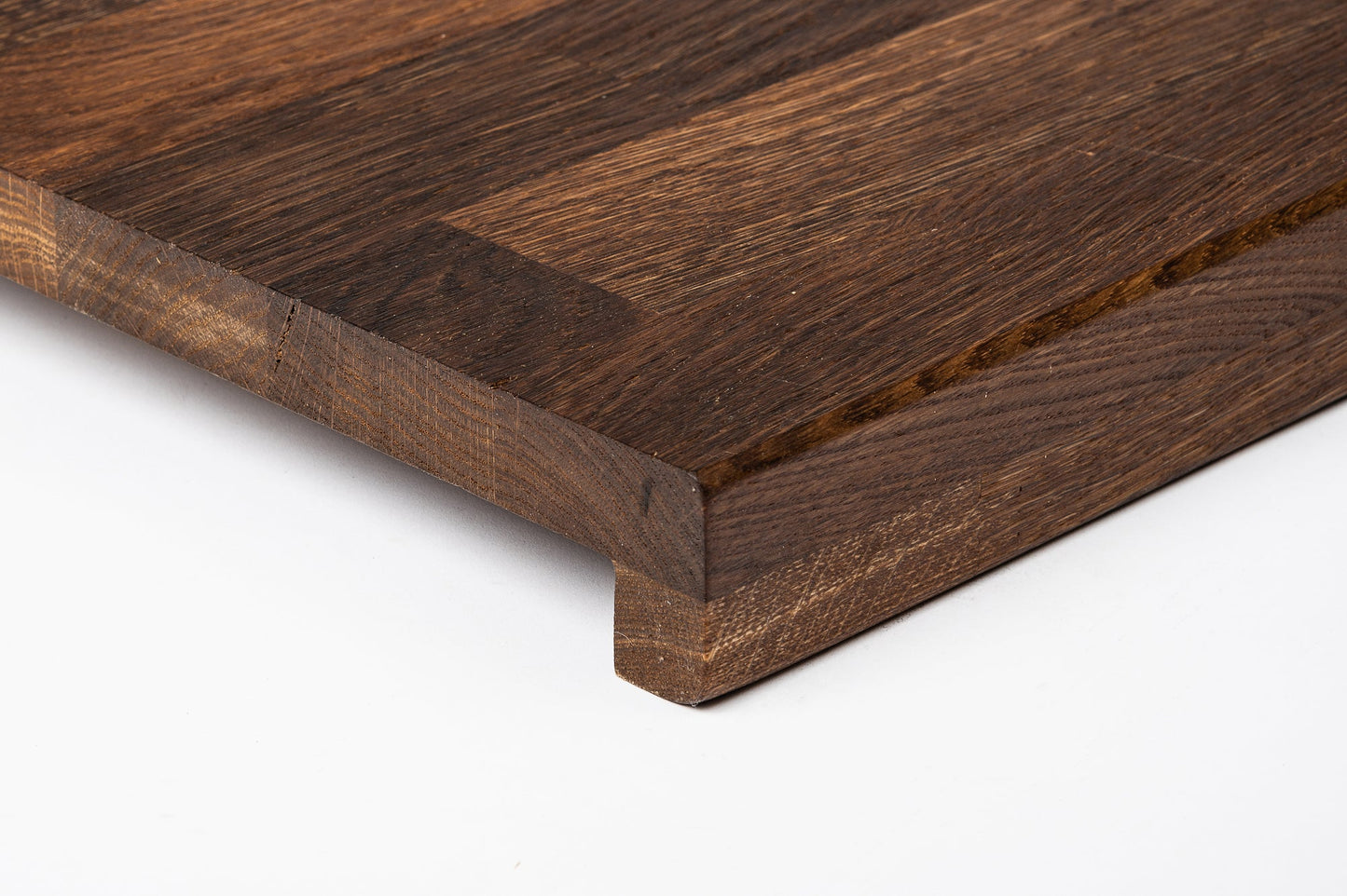Stair tread Windowsill with overhang Smoked Oak Rustic, finger jointed lamellas, 20 mm, Hard wax oil Natural (colourless)