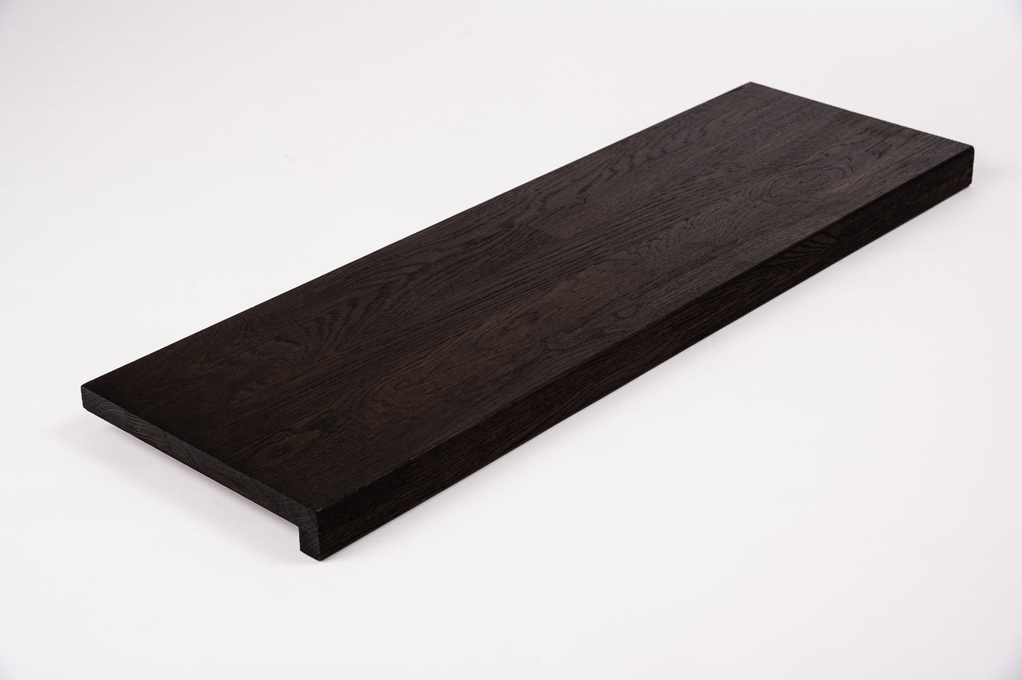 Stair tread Windowsill with overhang Smoked Oak Rustic, finger jointed lamellas, 20 mm, Black oil