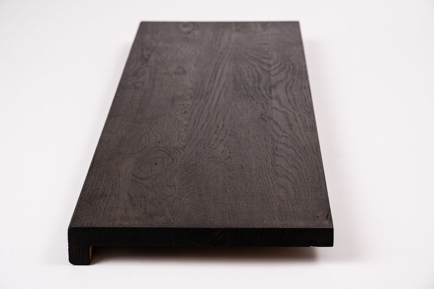 Stair tread Windowsill with overhang Smoked Oak Rustic, finger jointed lamellas, 20 mm, Black oil