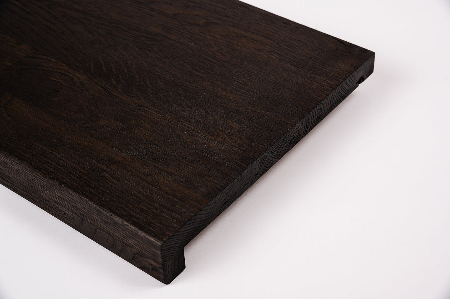 Stair tread Windowsill with overhang Smoked Oak Rustic, finger jointed lamellas, 20 mm, Black oil