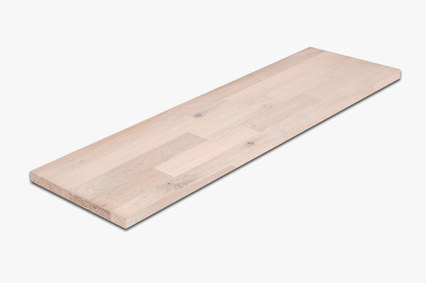 Shelf Stair tread Riser Windowsill Oak Rustic, finger jointed lamellas, 20 mm, Brushed, Chalked white oil
