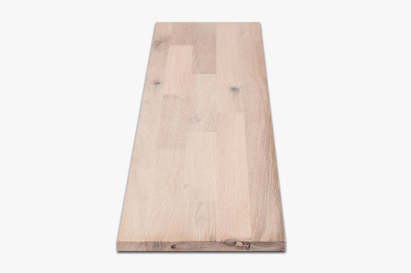 Shelf Stair tread Riser Windowsill Oak Rustic, finger jointed lamellas, 20 mm, Brushed, Chalked white oil