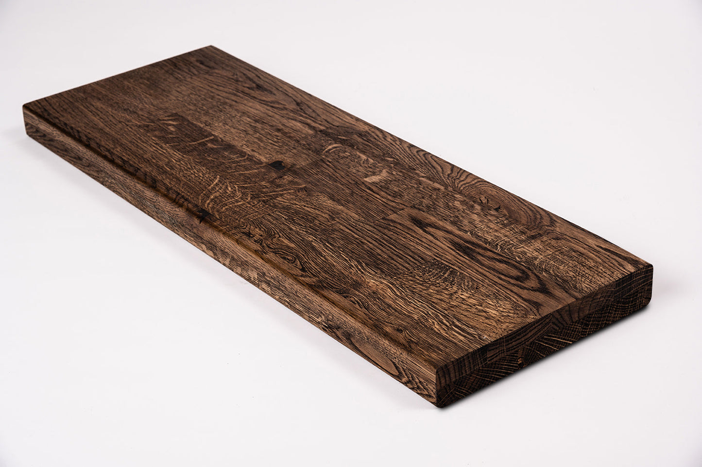 Shelf Stair tread Riser Windowsill Oak Rustic, finger jointed lamellas, 40 mm, 2-layer, Smoked oil