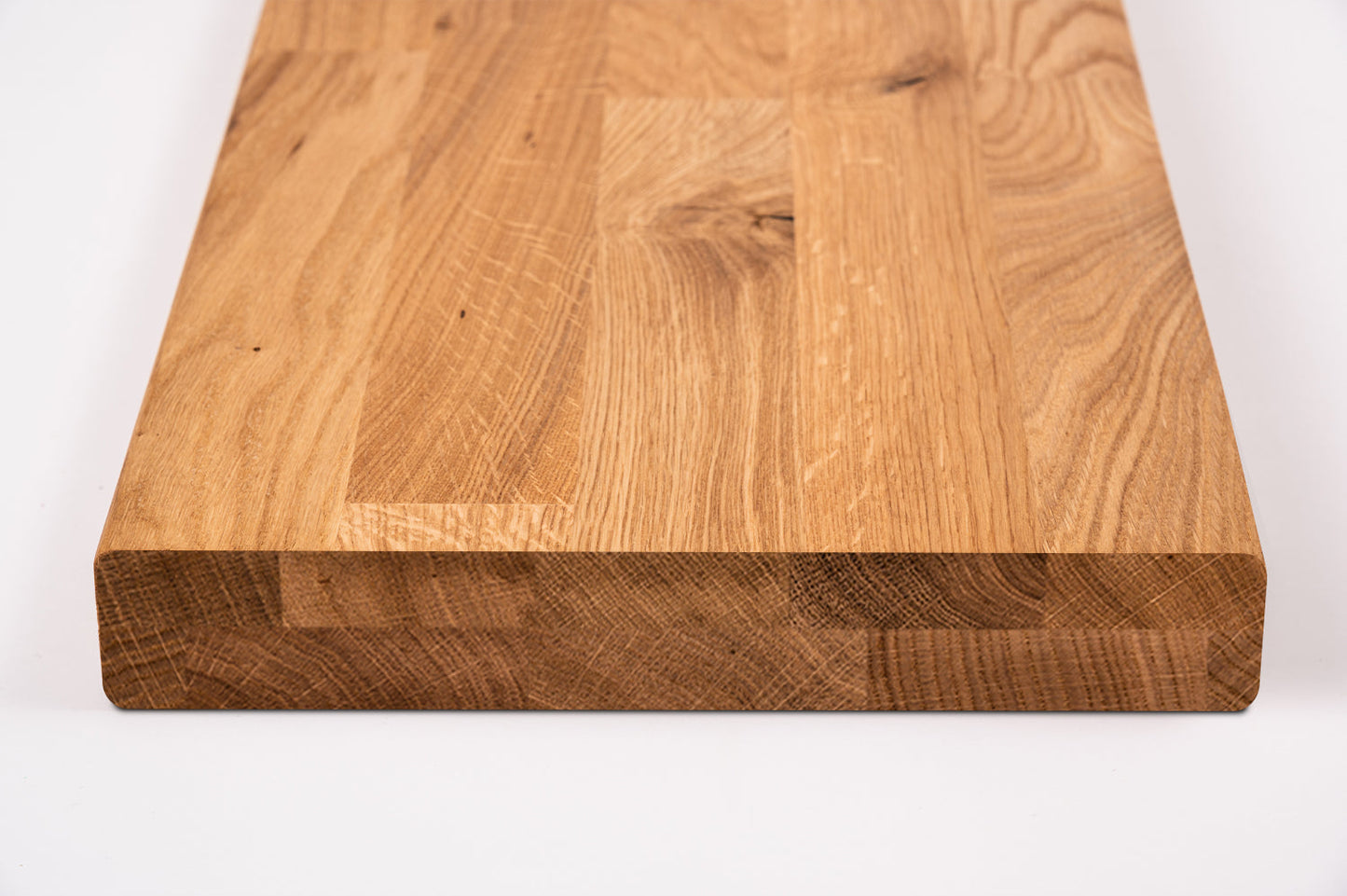 Shelf Stair tread Riser Windowsill Oak Rustic, finger jointed lamellas, 40 mm, 2-layer, Hard wax oil Natural (colourless)
