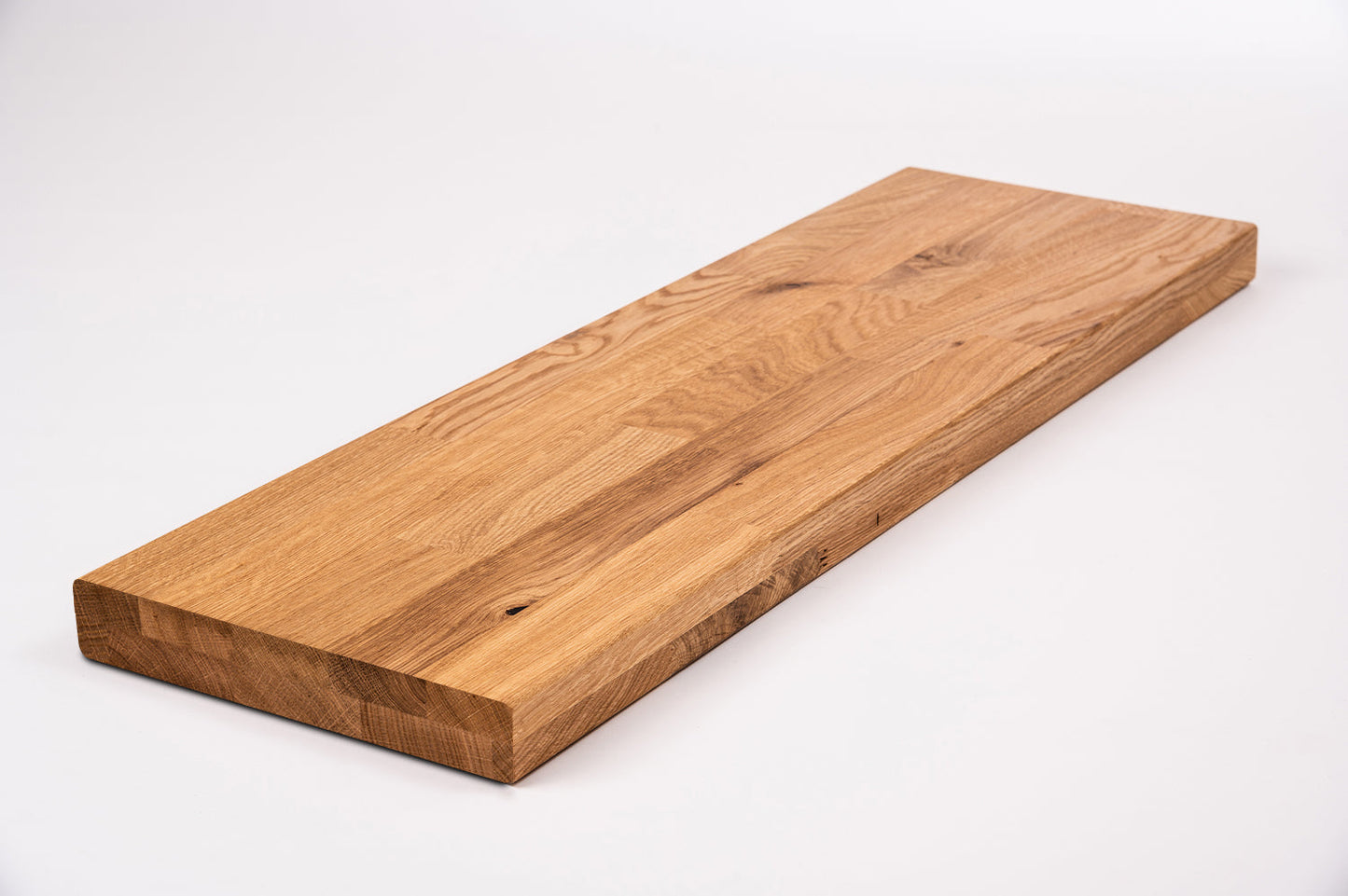 Shelf Stair tread Riser Windowsill Oak Rustic, finger jointed lamellas, 40 mm, 2-layer, Hard wax oil Natural (colourless)