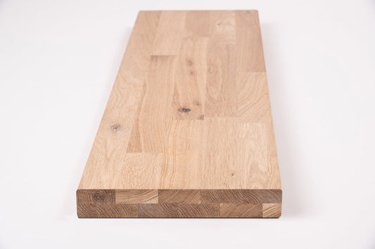 Półka Stopień schodowy Podstopnica Parapet Dąb Rustykalny, lamele mikrowczep, 40 mm, 2-warstwowa, Biały olej