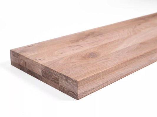 Shelf Stair tread Risers Windowsill Oak Rustic, full stave lamellas, 52 mm, 3-layer, White oil