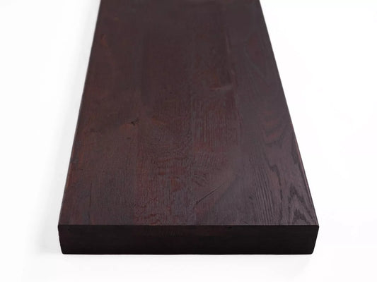 Shelf Stair tread Risers Windowsill Oak Rustic, full stave lamellas, 52 mm, 3-layer, Dark walnut oiled