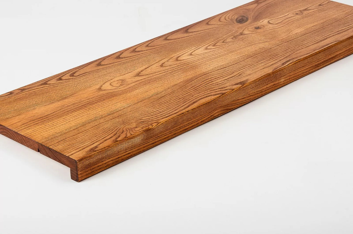 Stair tread Windowsill with overhang Ash Rustic, full stave lamellas, 20 mm, Cherry oil