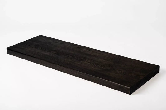 Shelf Stair tread Risers Windowsill Smoked Oak Rustic, full stave lamellas, 40 mm, 2-layer, Black oil