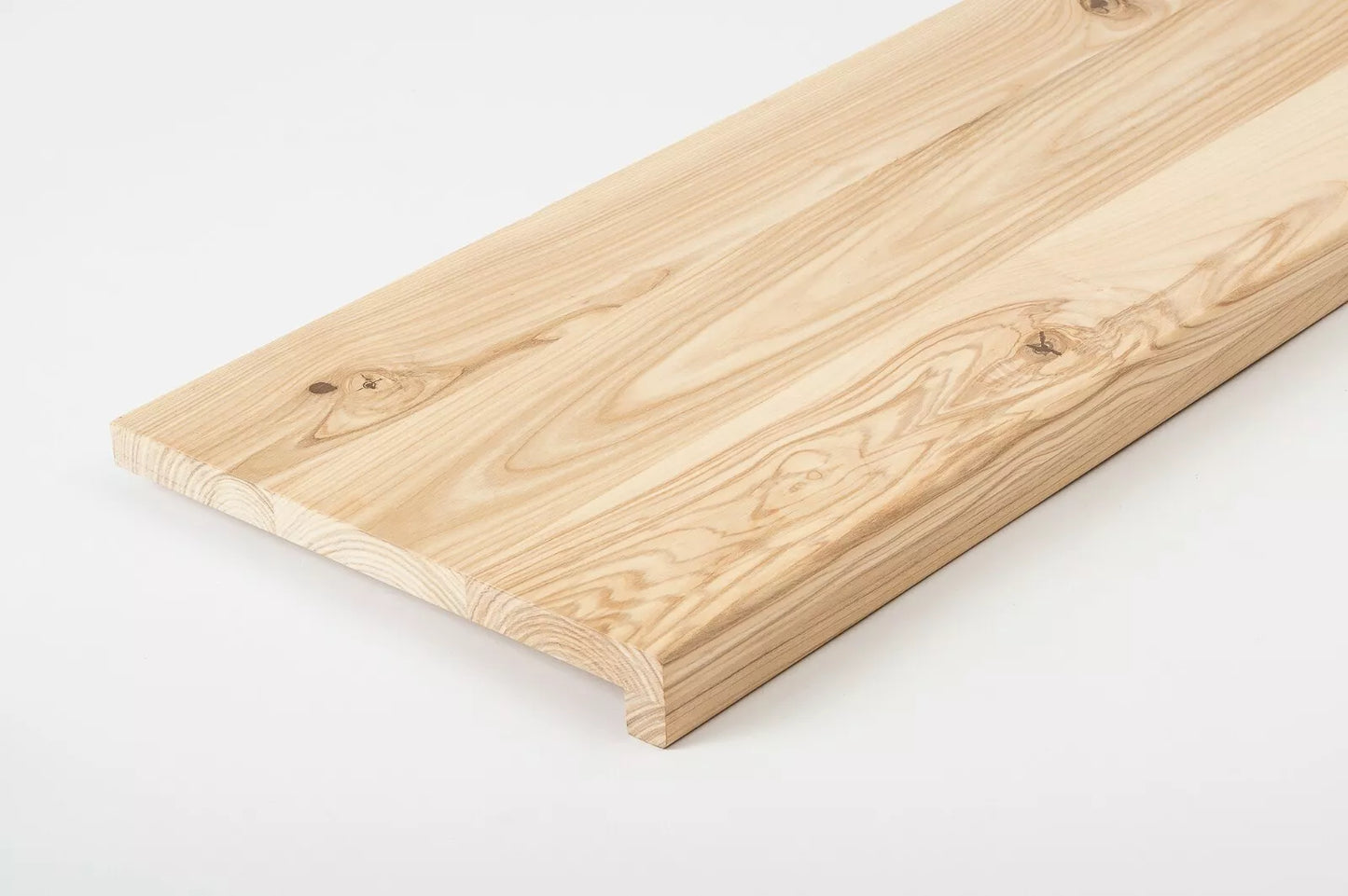 Stair tread Windowsill with overhang Ash Rustic, full stave lamellas, 20 mm, White oil