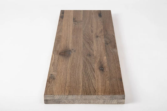 Shelf Stair tread Risers Windowsill Smoked Oak Rustic, full stave lamellas, 40 mm, 2-layer, White oil