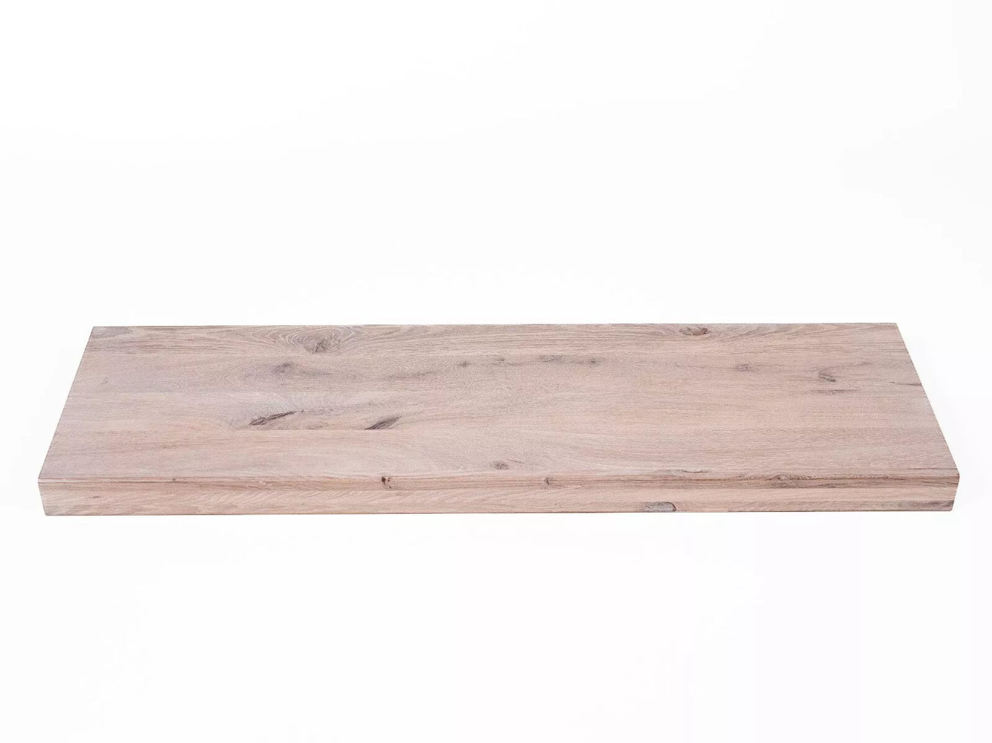 Shelf Stair tread Risers Windowsill Oak Rustic, full stave lamellas, 52 mm, 3-layer, Chalked white oil