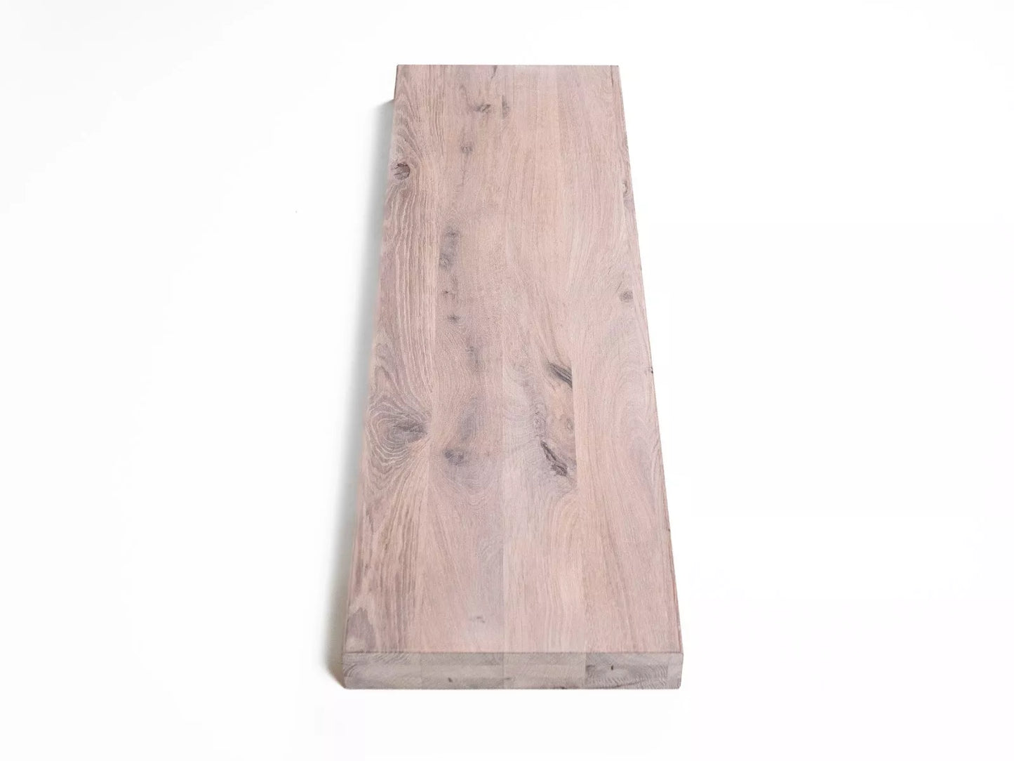Shelf Stair tread Risers Windowsill Oak Rustic, full stave lamellas, 52 mm, 3-layer, Chalked white oil