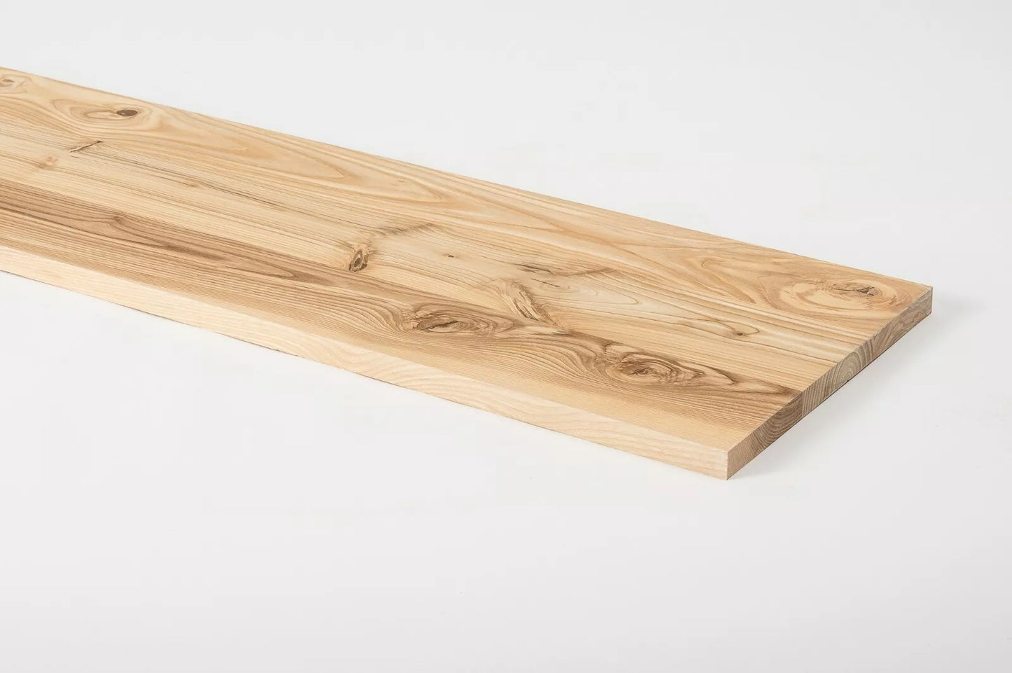 Shelf Stair tread Risers Windowsill Ash Rustic, full stave lamellas, 20 mm, Hard wax oil nature white