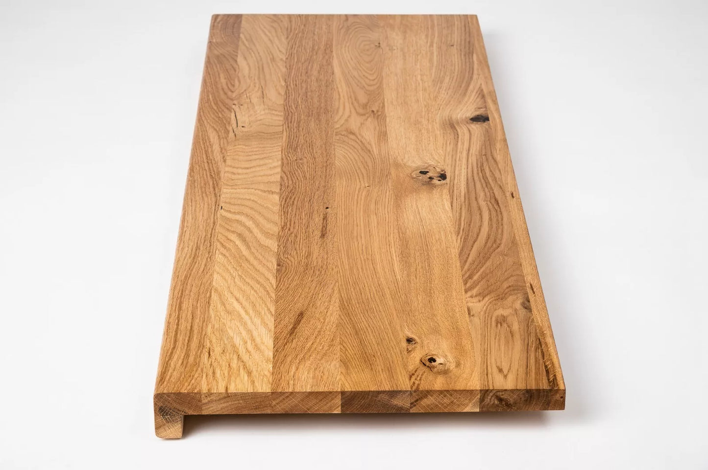 Schodový nášlap Okenní parapet s přesahem Dub Rustic, lamely z plných lamel, 16 mm, Tvrdý voskový olej přírodní (bezbarvý)