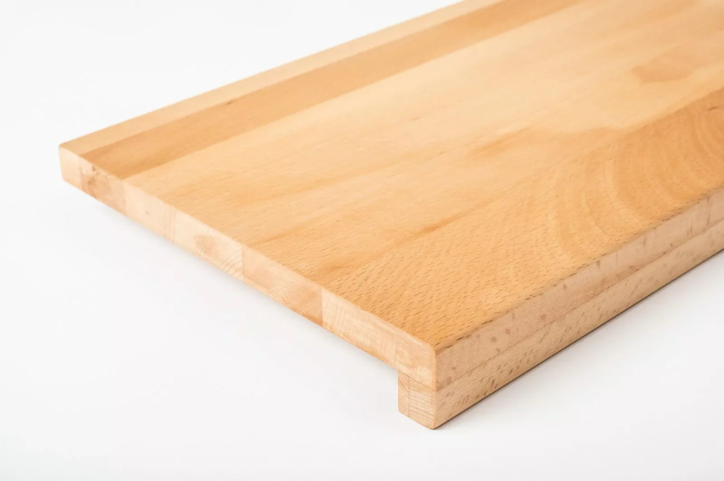 Stair tread Windowsill with overhang Steamed Beech A/B, full stave lamellas, 26 mm, Hard wax oil Natural (colourless)