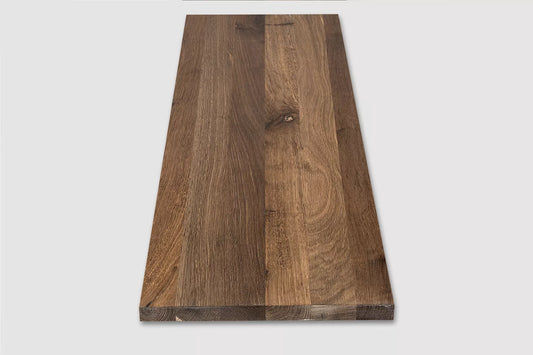 Shelf Stair tread Risers Windowsill Smoked Oak Rustic, full stave lamellas, 26 mm, Hard wax oil Natural white