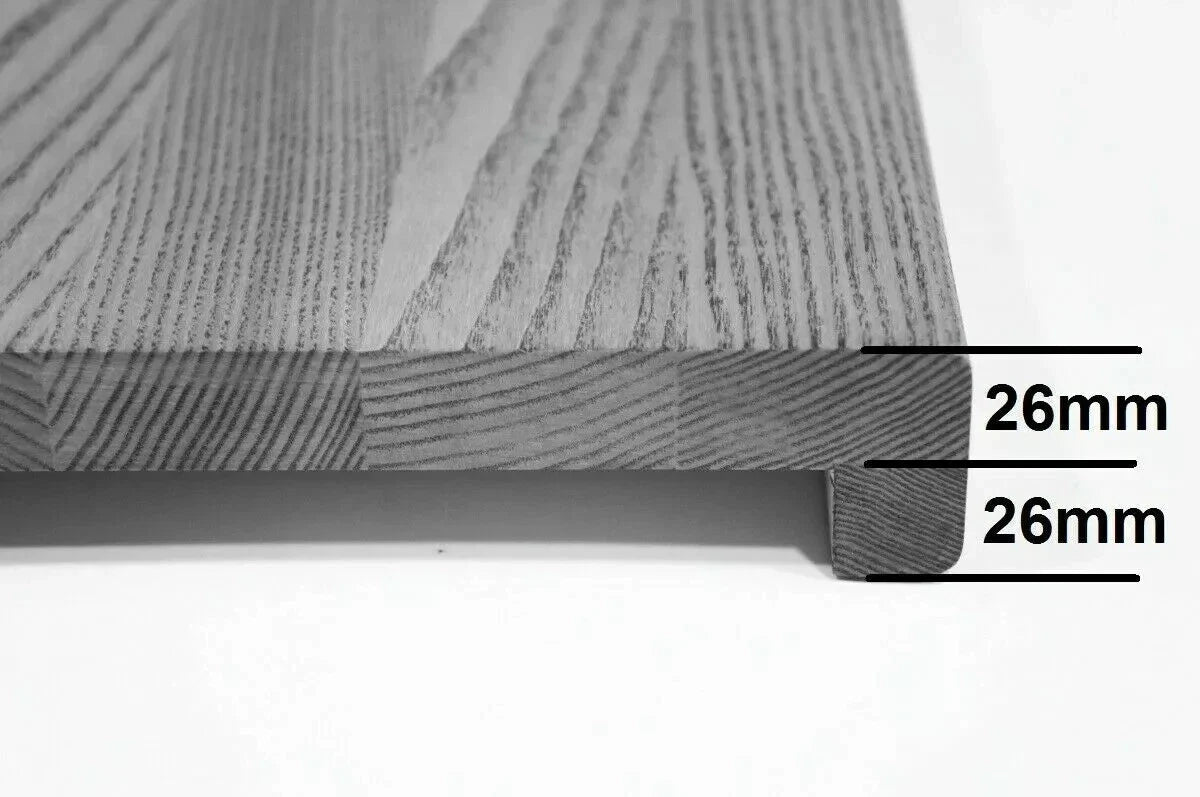 Stair tread Windowsill with overhang Oak A/B, full stave lamellas, 26 mm, Natural oil