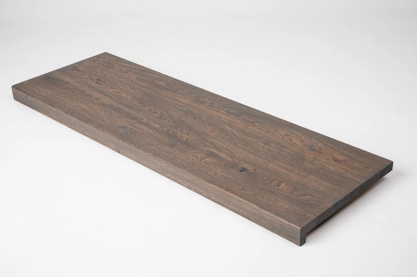 Stair tread Windowsill with overhang Oak Rustic, full stave lamellas, 16 mm, Graphite oil