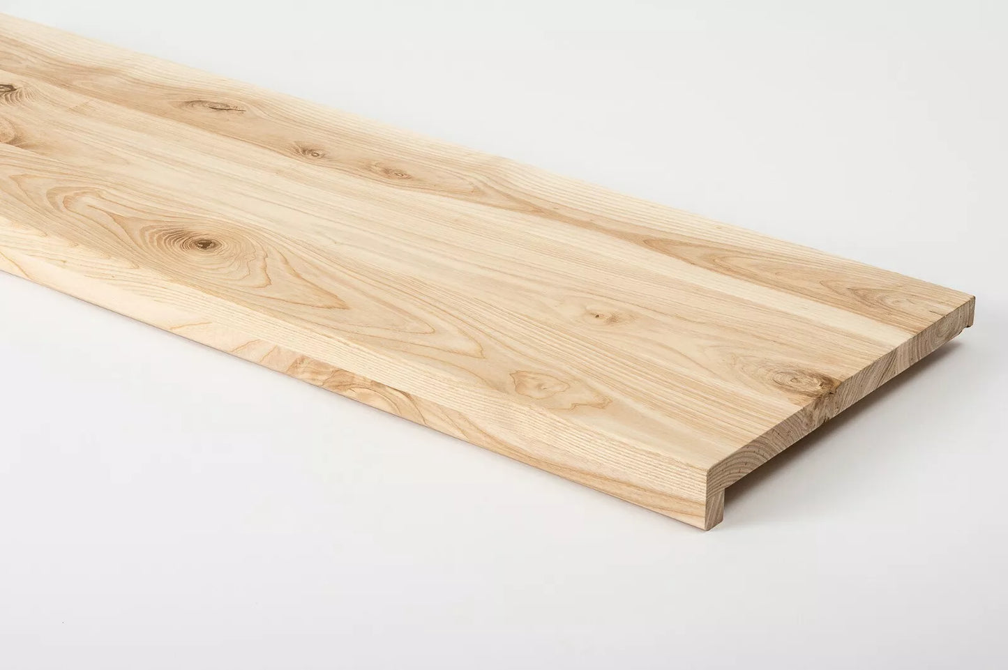 Stair tread Windowsill with overhang Ash Rustic, full stave lamellas, 20 mm, Unfinished