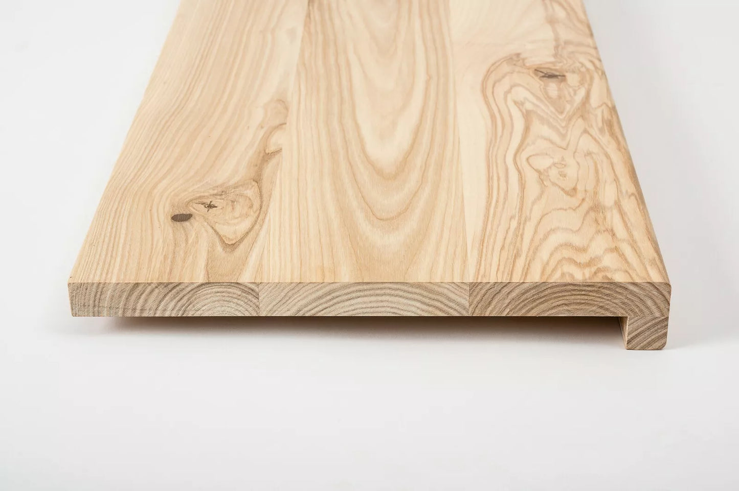Stair tread Windowsill with overhang Ash Rustic, full stave lamellas, 20 mm, White oil