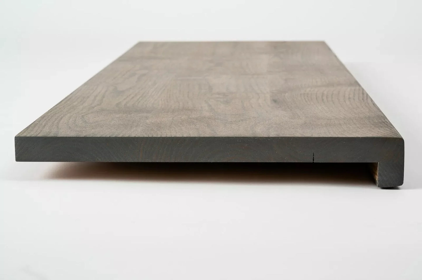 Stair tread Windowsill with overhang Ash Rustic, full stave lamellas, 20 mm, Graphite oil