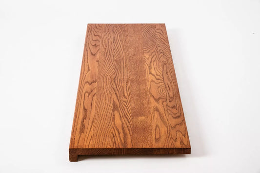 Stopień schodowy Parapet z nawisem Dąb A/B, lamele lite, 20 mm, Olej wiśniowy