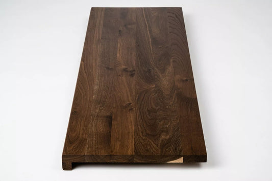Stair tread Windowsill with overhang Smoked Oak Rustic, full stave lamellas, 26 mm, Hard wax oil Natural (colourless)