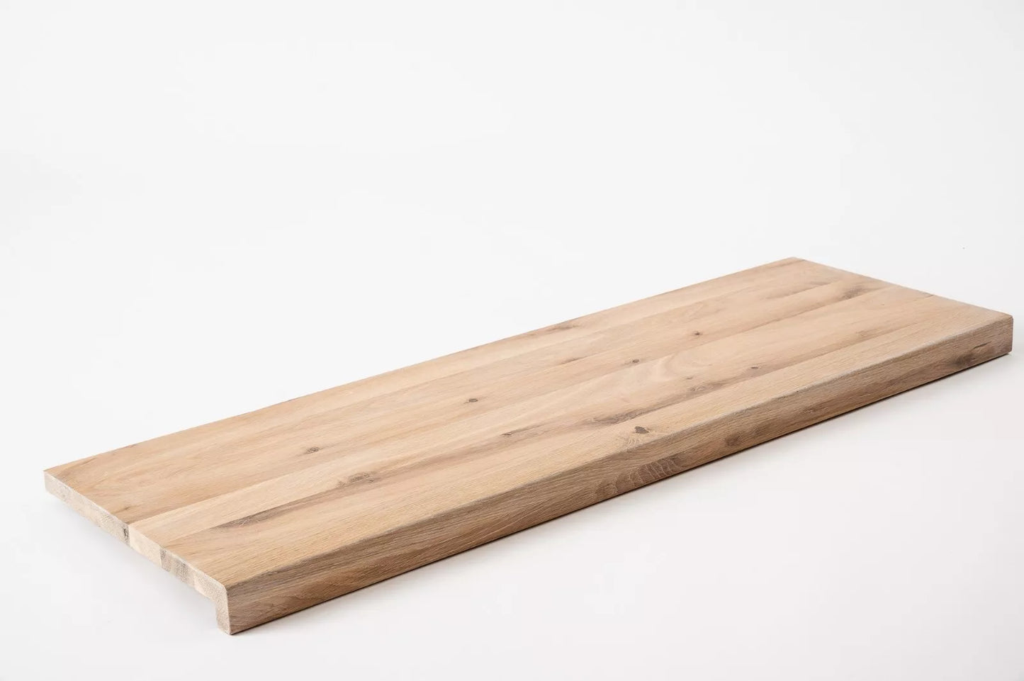 Stair tread Windowsill with overhang Oak Rustic, full stave lamellas, 16 mm, White oil