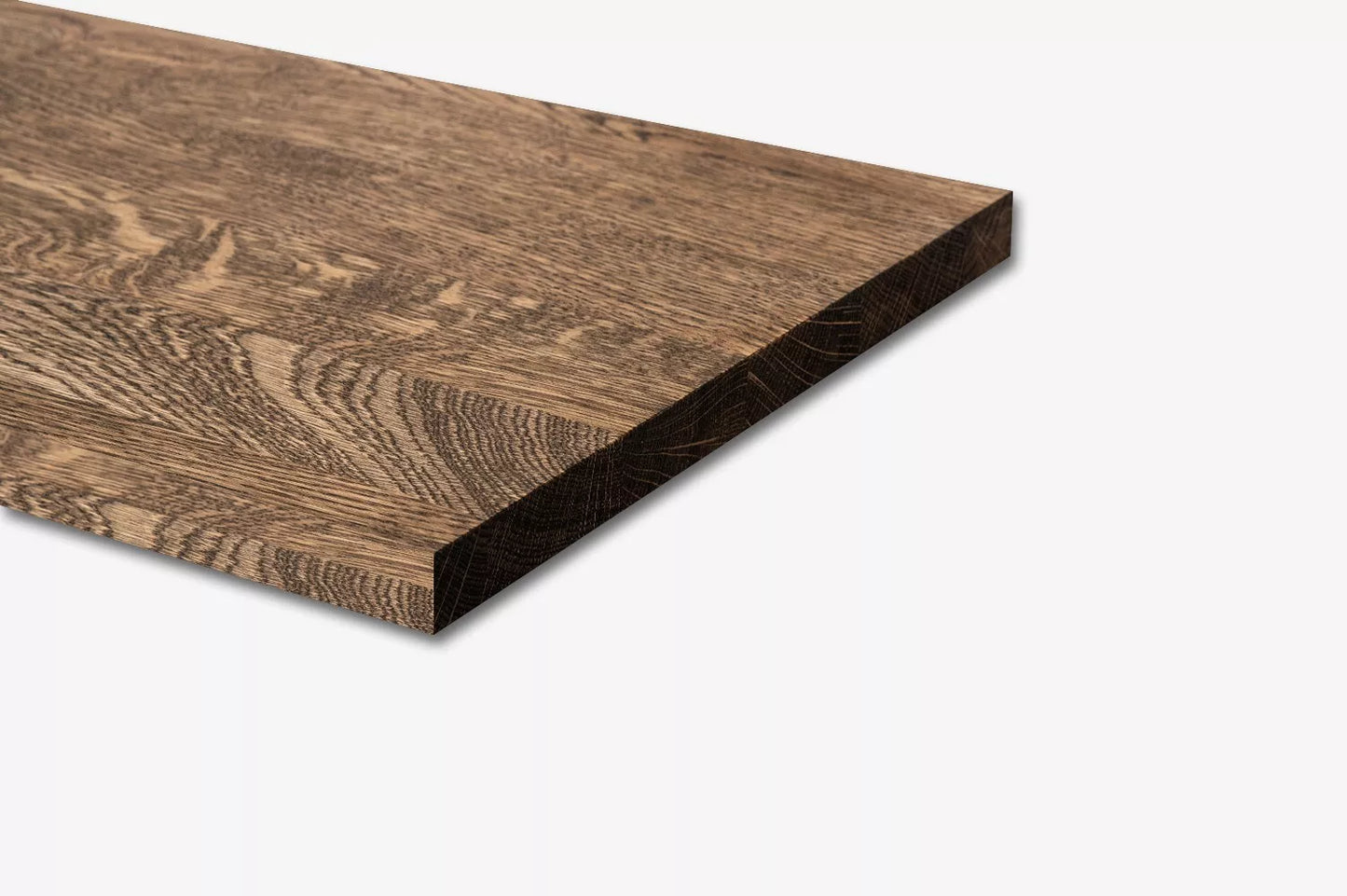 Shelf Stair tread Risers Windowsill Oak Rustic, full stave lamellas, 20 mm, Smoked oil