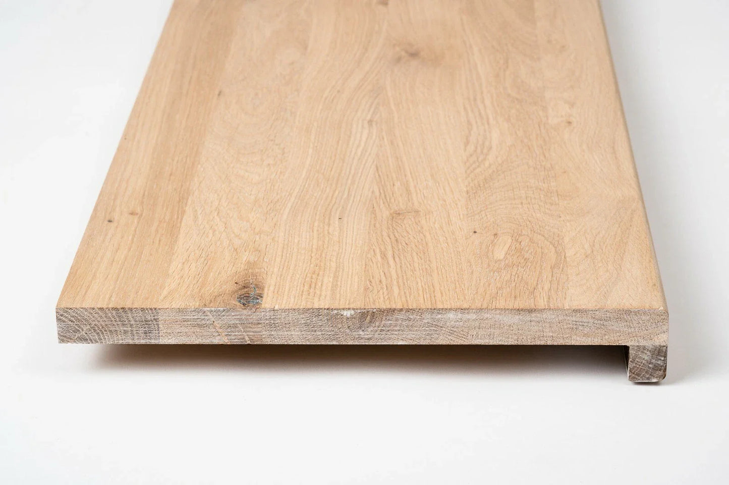 Stair tread Windowsill with overhang Oak Rustic, full stave lamellas, 26 mm, White oil