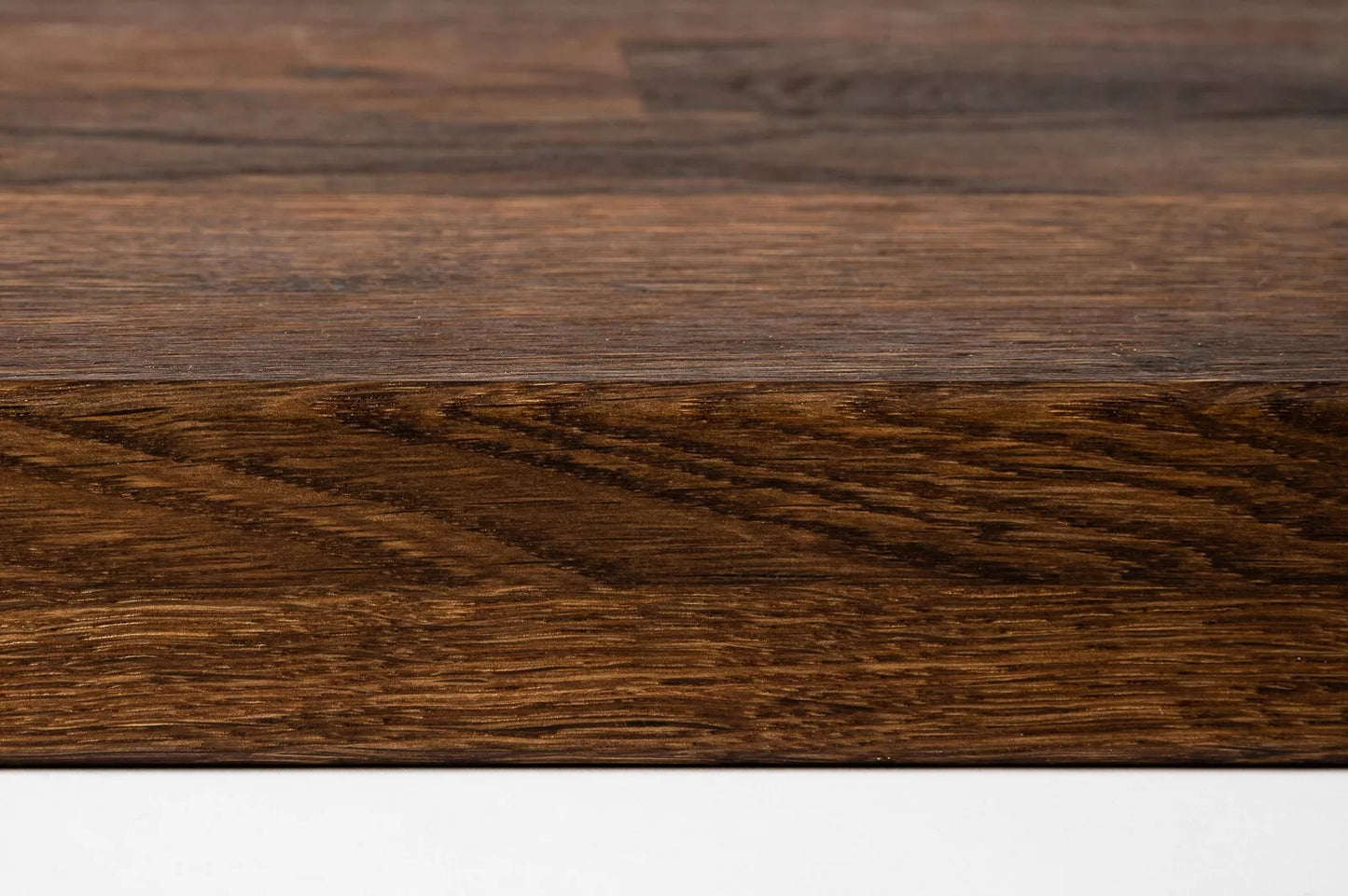 Stair tread Windowsill with overhang Smoked Oak Rustic, finger jointed lamellas, 20 mm, Matte lacquered