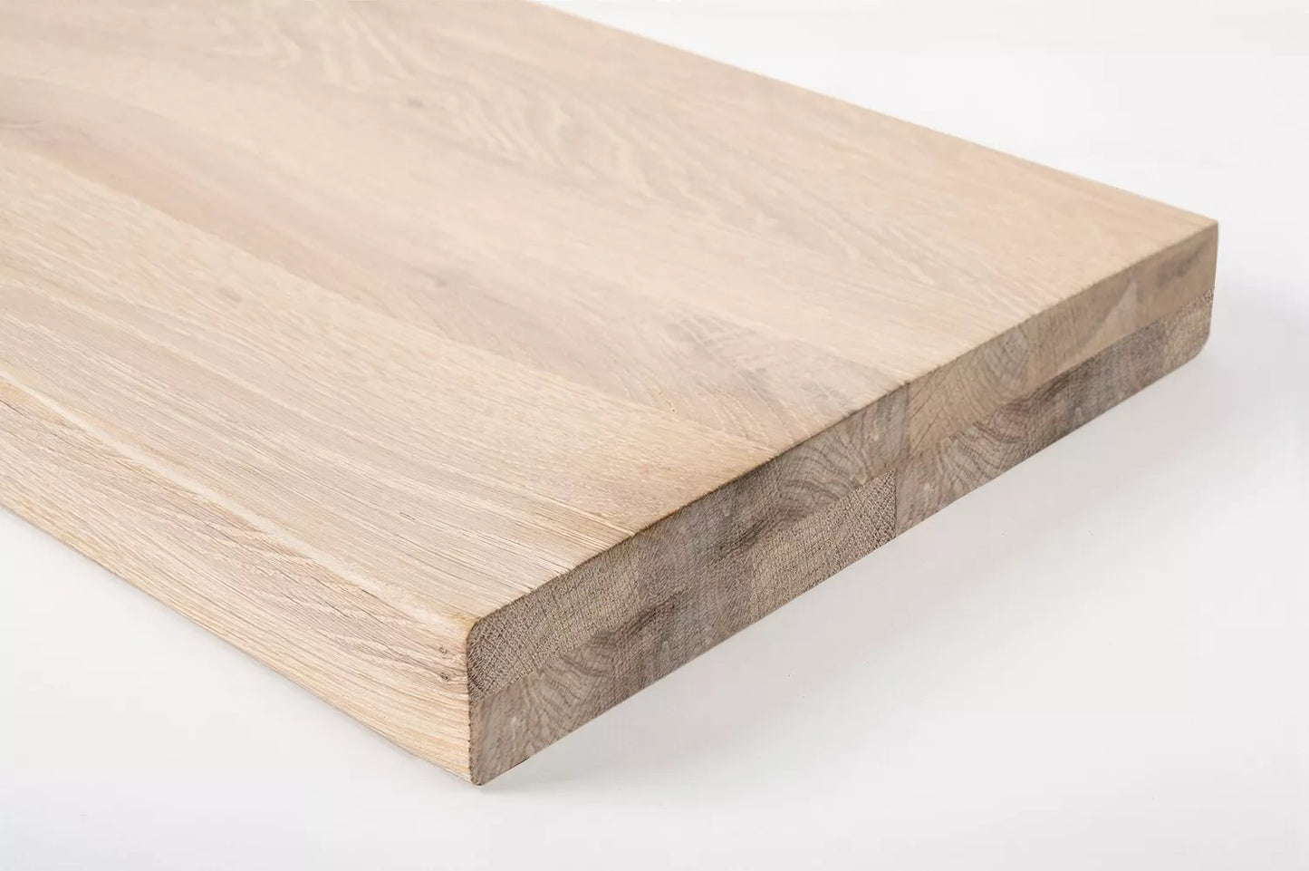 Shelf Stair tread Risers Windowsill Oak Rustic, full stave lamellas, 35 mm, 2-layer, Chalked white oil