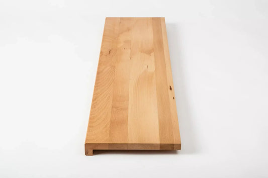 Schodnice Parapet s přesahem pařený Buk A/B, průběžné lamely, 20 mm, Tvrdý voskový olej přírodní (bezbarvý)