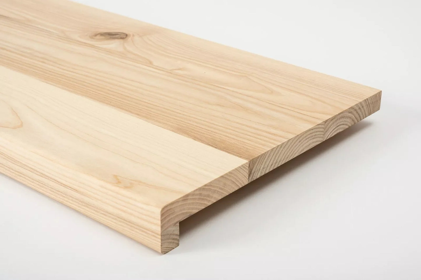 Stair tread Windowsill with overhang Ash Rustic, full stave lamellas, 20 mm, White oil