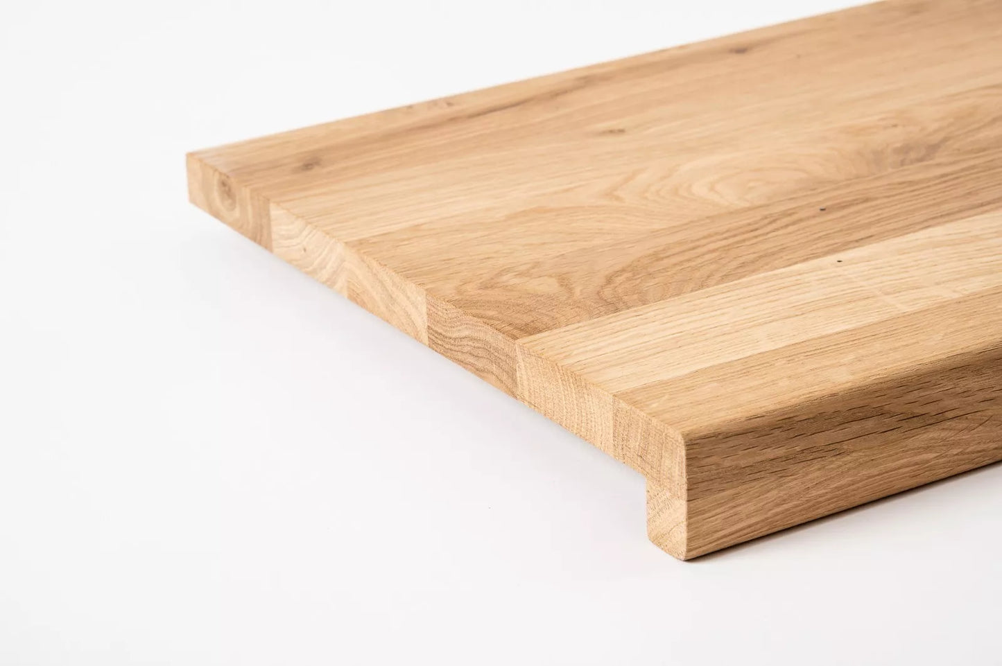 Schodový nášlap Parapet s přesahem Dub Rustic, lamely z plných lamel, 16 mm, tvrdý voskový olej přírodní bílá