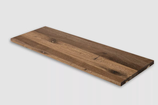 Shelf Stair tread Risers Windowsill Smoked Oak Rustic, full stave lamellas, 26 mm, Hard wax oil Natural white