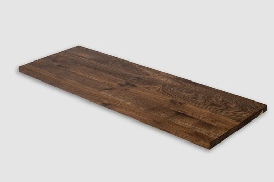 Shelf Stair tread Risers Windowsill Smoked Oak Rustic, full stave lamellas, 26 mm, Hard wax oil Natural (colourless)